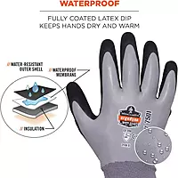 Ergodyne ProFlex 7501 Coated Waterproof Winter Work Gloves, Sandy Nitrile Coated Palms, Thermal Fleece Lining