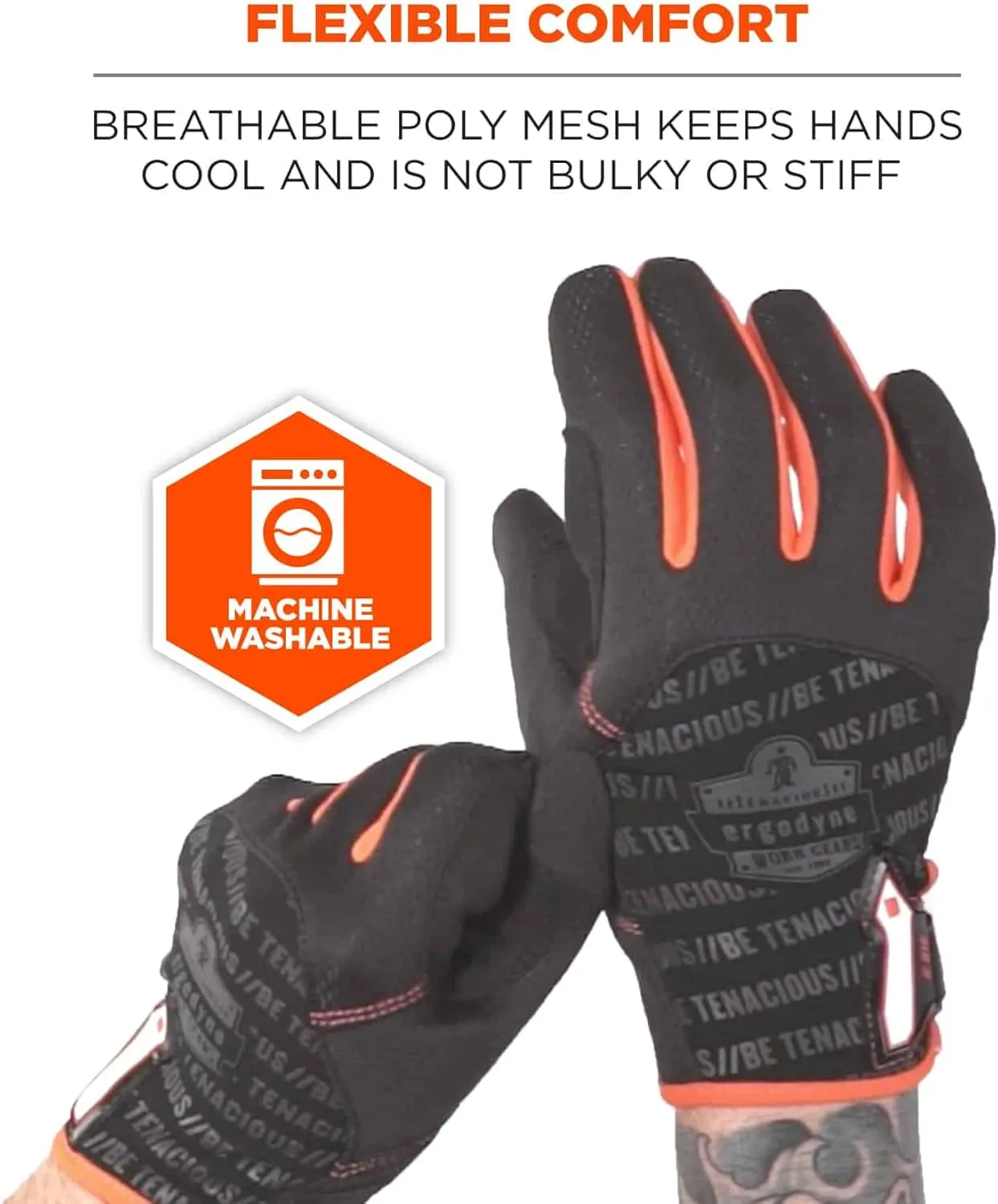 ProFlex 812 Work Glove, Synthetic Leather Palm, Breathable Comfort, Medium, Black