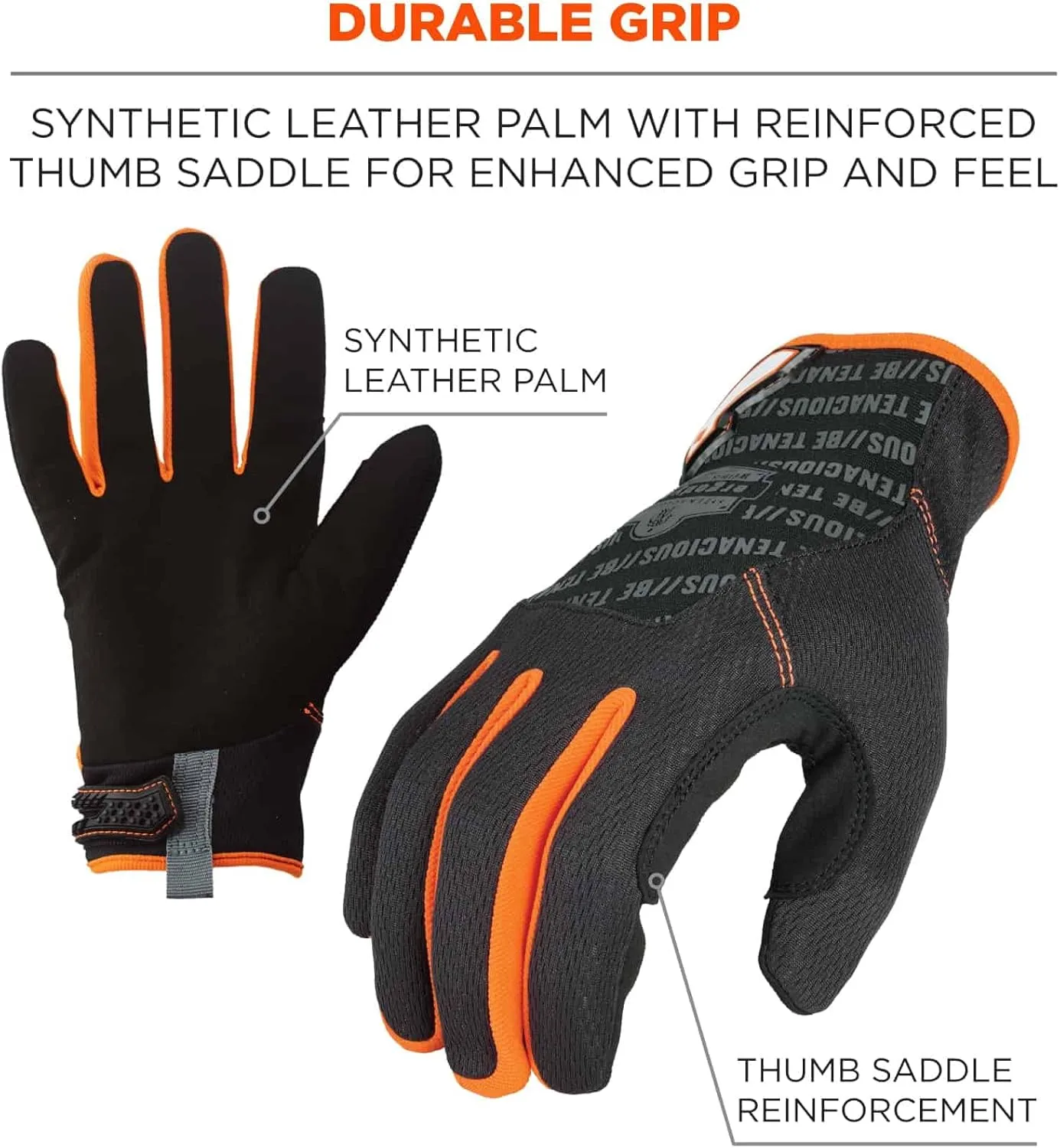 ProFlex 812 Work Glove, Synthetic Leather Palm, Breathable Comfort, Small, Black