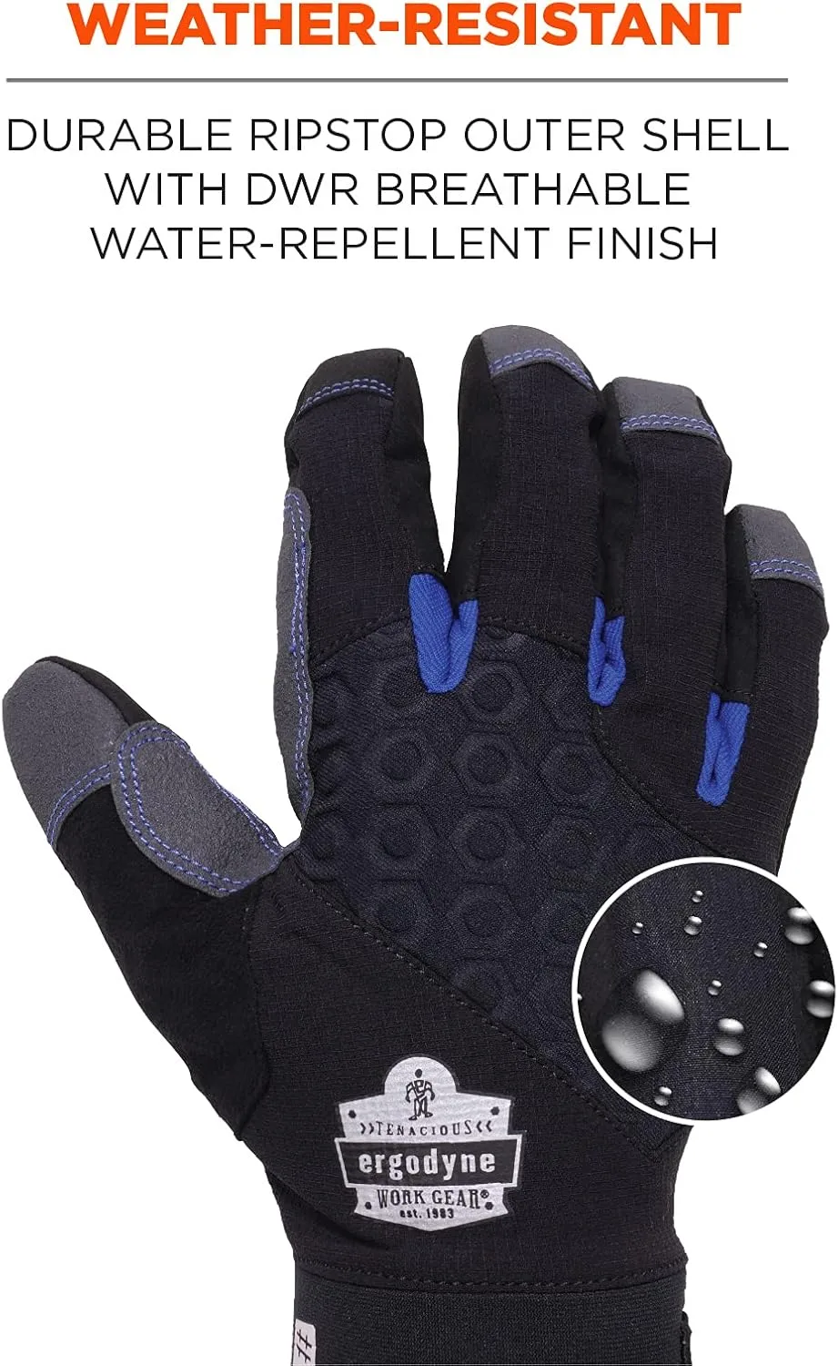 ERGODYNE ProFlex 817 Thermal Insulated Touchscreen Reinforced Palm Work Gloves