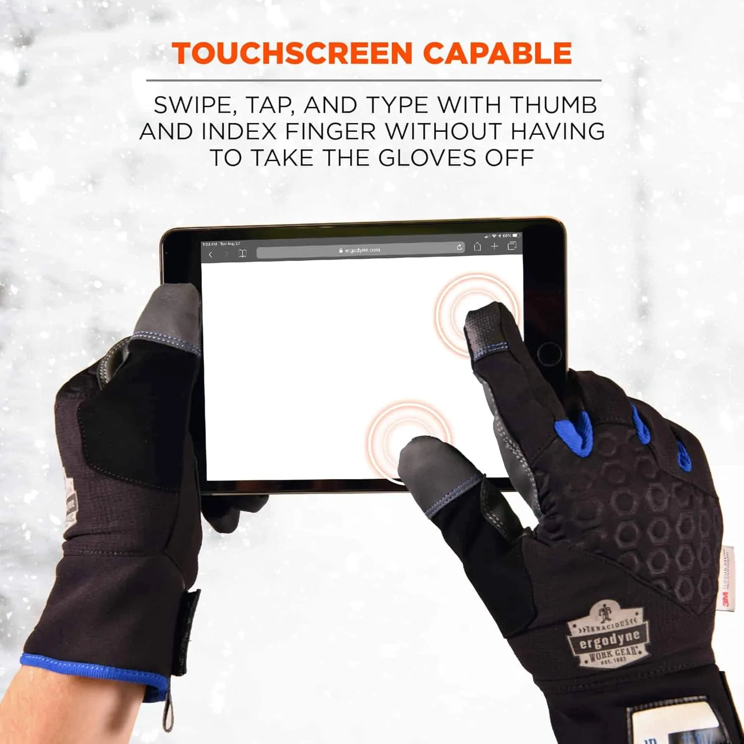 ERGODYNE ProFlex 817 Thermal Insulated Touchscreen Reinforced Palm Work Gloves
