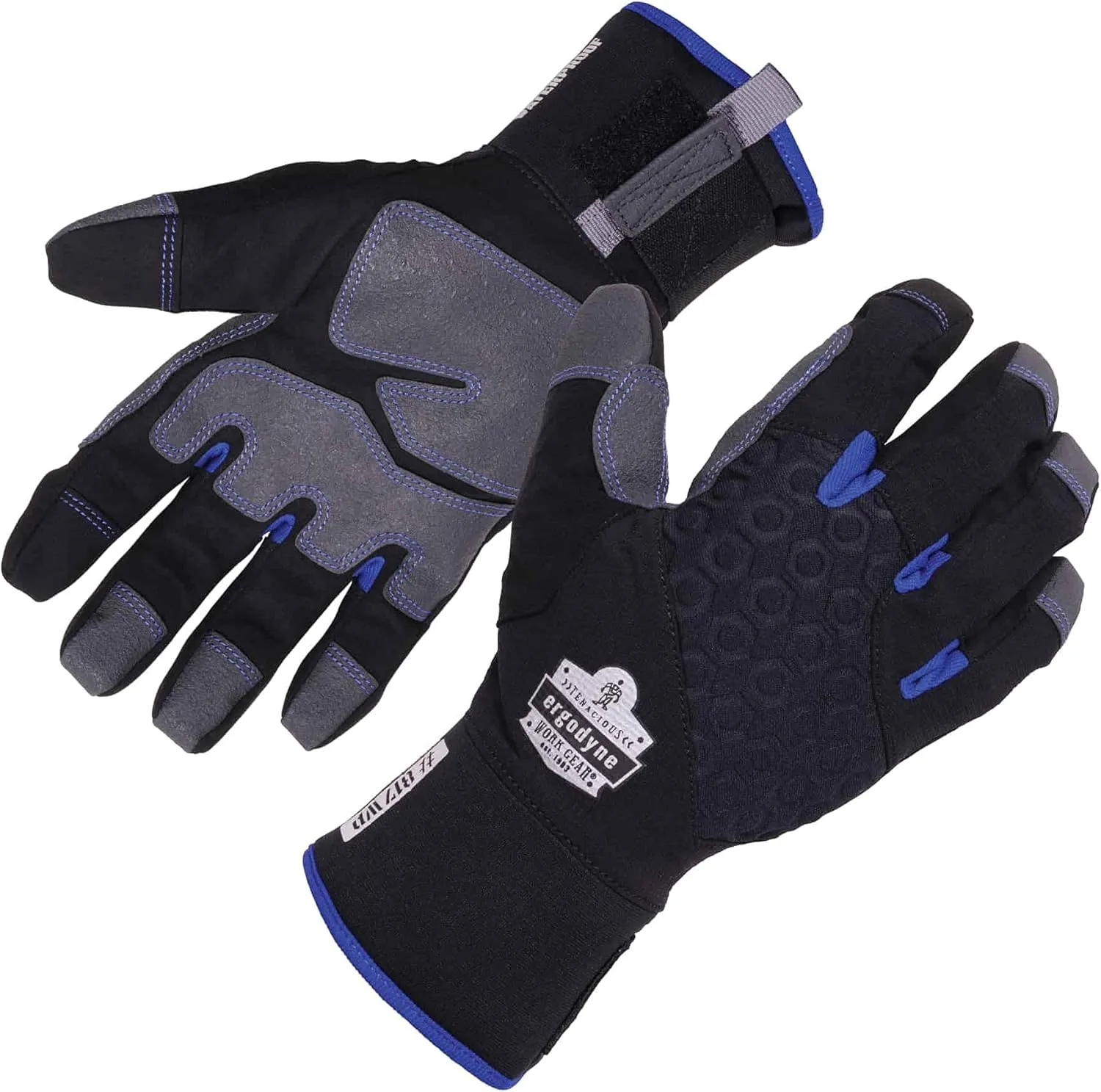 Ergodyne ProFlex 817WP Waterproof Work Gloves, Thermal Insulated, Touchscreen, Reinforced Palms Black