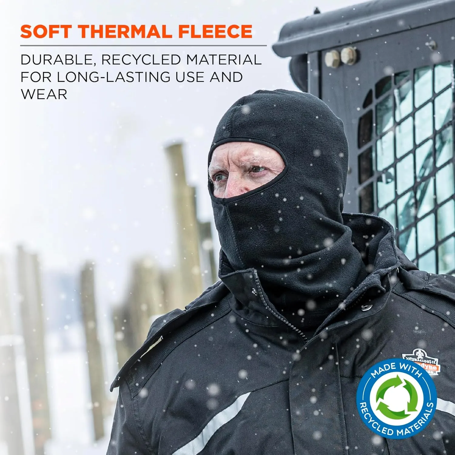 Ergodyne Standard Recycled Balaclava Face Mask, Black