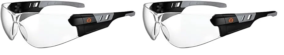 Ergodyne - 59103 Skullerz SAGA Frameless Safety Glasses, Anti Fog Clear Lens Matte Black (Pack of 2) Matte Black Frame
