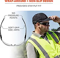 Ergodyne - 59103 Skullerz SAGA Frameless Safety Glasses, Anti Fog Clear Lens Matte Black (Pack of 2) Matte Black Frame