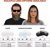 Ergodyne - 59103 Skullerz SAGA Frameless Safety Glasses, Anti Fog Clear Lens Matte Black (Pack of 2) Matte Black Frame