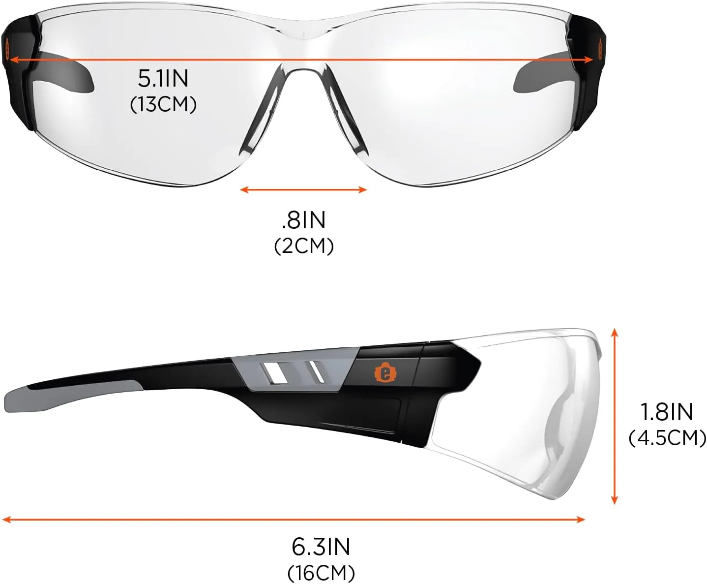 Ergodyne - 59103 Skullerz SAGA Frameless Safety Glasses, Anti Fog Clear Lens Matte Black (Pack of 2) Matte Black Frame