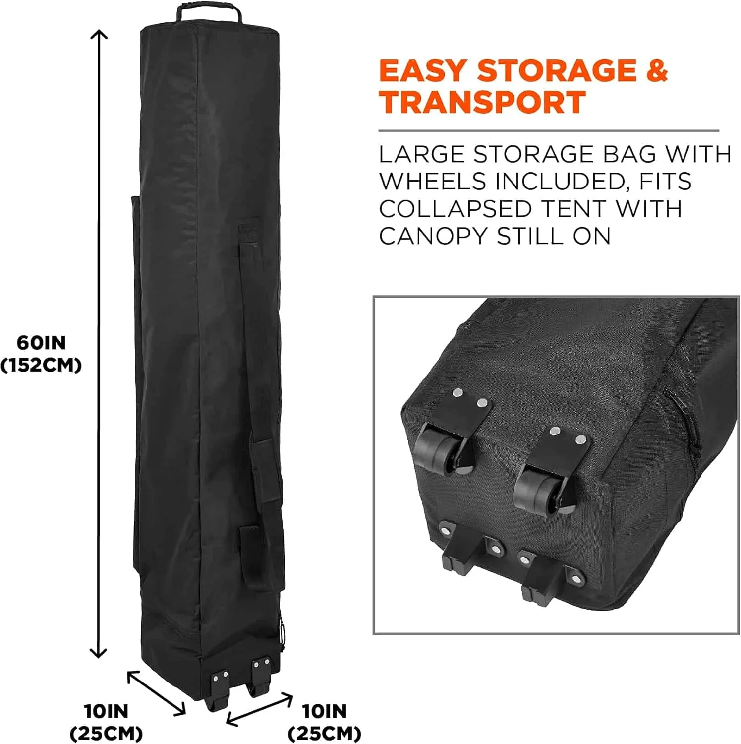 Pop Up Canopy Tent, Heavy Duty, 10' x 10' Area, Peak Height 14', Includes Wheeled Bag, Ergodyne Shax 6000, Lime
