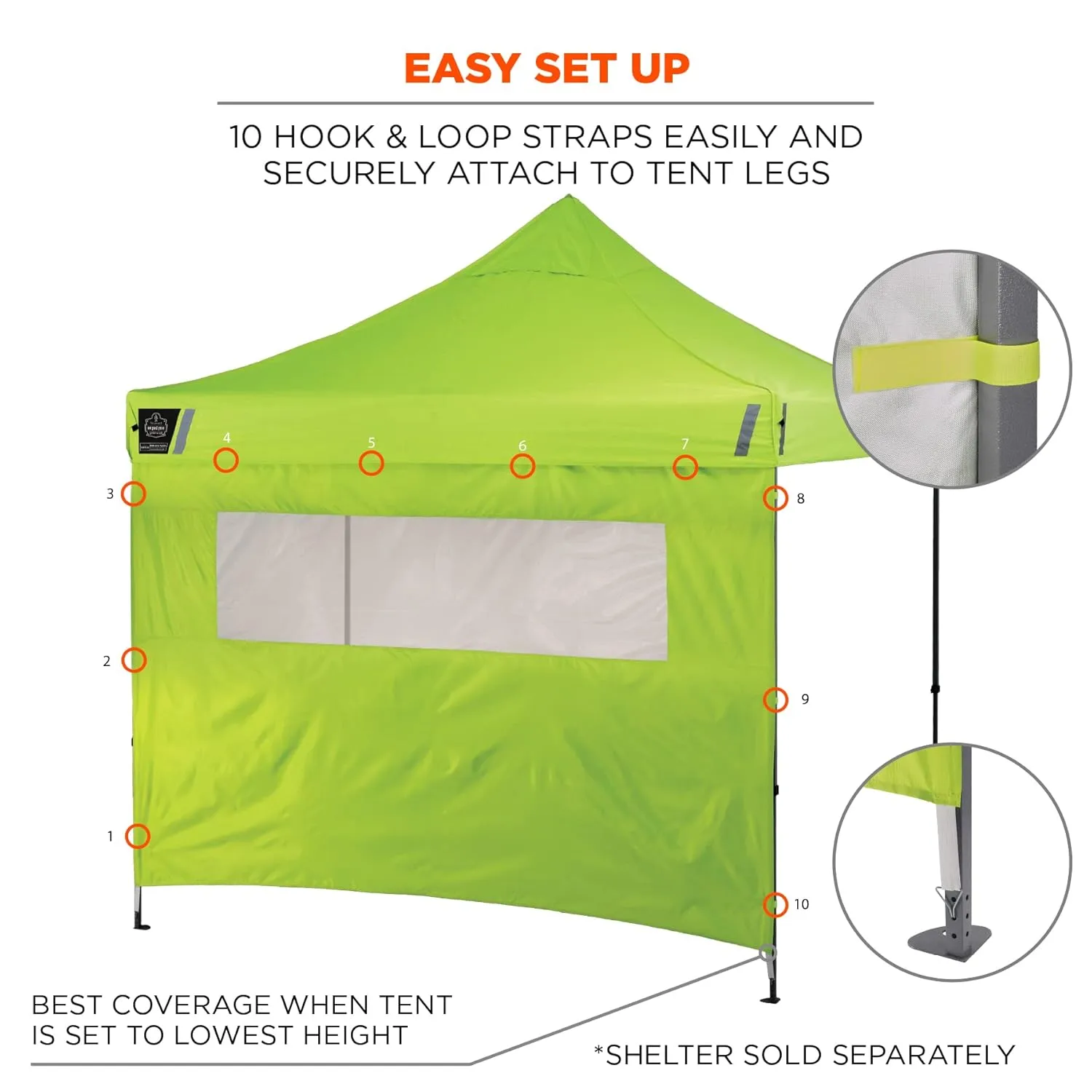 ERGODYNE SHAX 6092 Pop-Up Tent Sidewall with Mesh Window