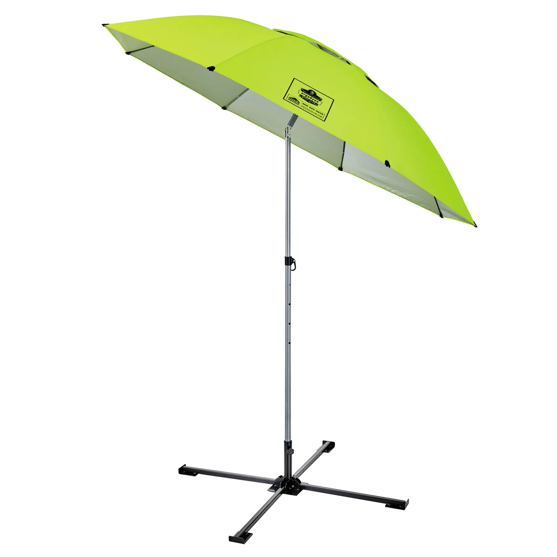 Ergodyne SHAX 6199 Lightweight Work Umbrella with Stand, Portable Sun Shade, Lime 7.5ft