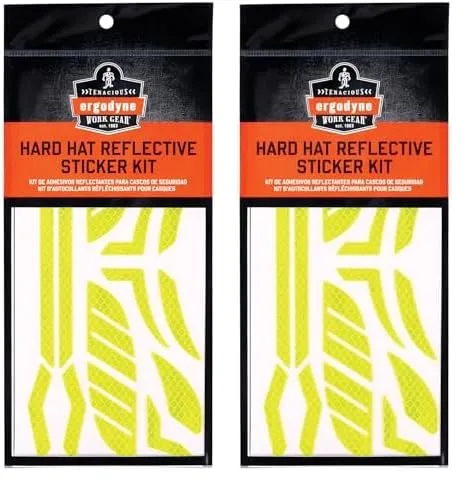 Ergodyne Skullerz 8961 Reflective Hard Hat Stickers, Safety Helmet Strips - Pack of 2