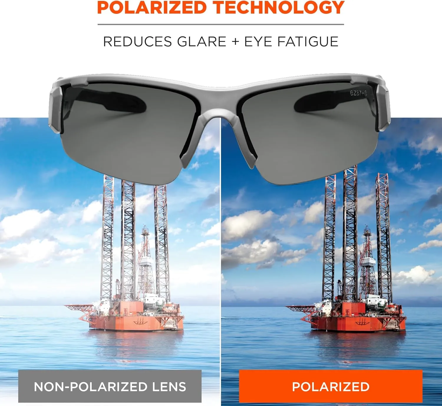 Ergodyne Skullerz Dagr Polarized Safety Sunglasses- Matte Gray Frame, Smoke Lens