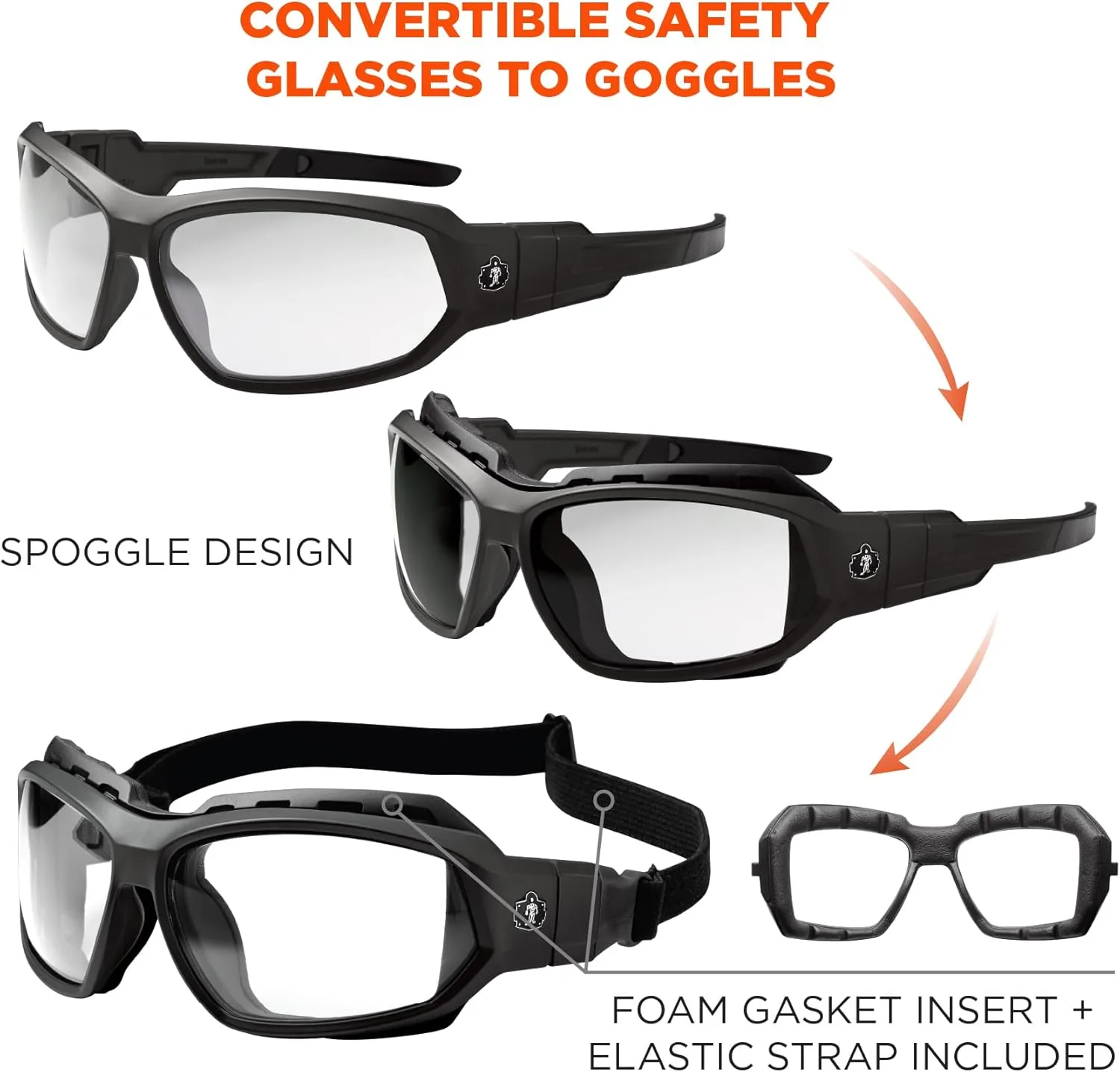 Ergodyne Skullerz Loki Convertible Anti-Fog Safety Glasses