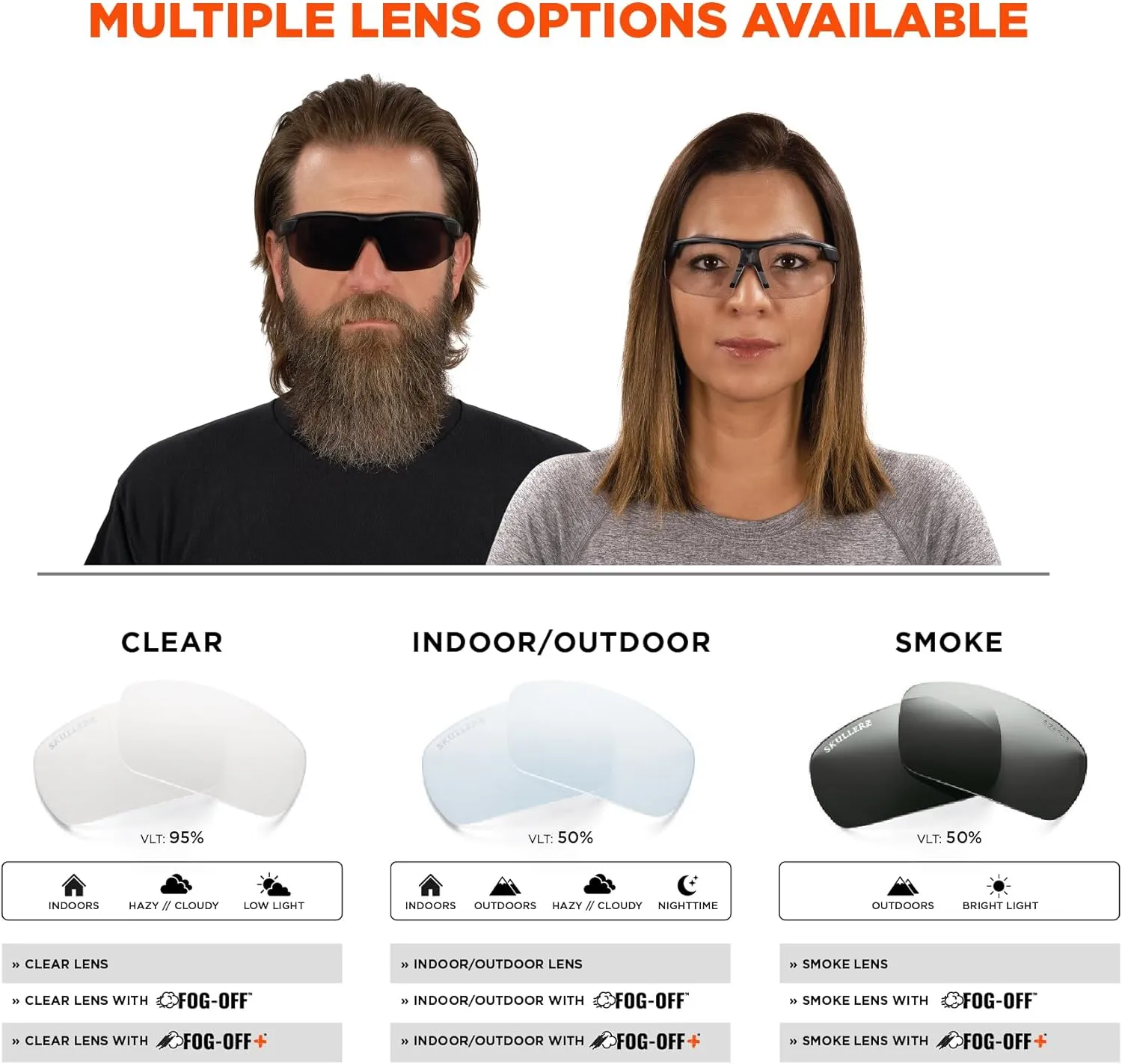 Ergodyne Skullerz SKOLL Anti-Fog Safety Glasses, Matte Black Frame