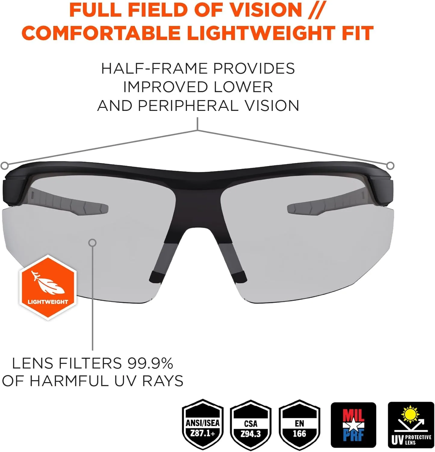 Ergodyne Skullerz SKOLL Anti-Fog Safety Glasses, Matte Black Frame