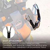 Ergodyne - 19300 Squids 3000 Retractable Lanyard with Carabiner Mount and Attachment End, Tool Weight Capacity 1 lbs,Black