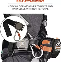 Ergodyne Squids 3002 Retractable Tool Lanyard with Locking Carabiner, Straps to Attach to Belt or Harness, Gray, Standard