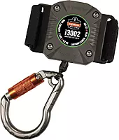 Ergodyne Squids 3002 Retractable Tool Lanyard with Locking Carabiner, Straps to Attach to Belt or Harness, Gray, Standard