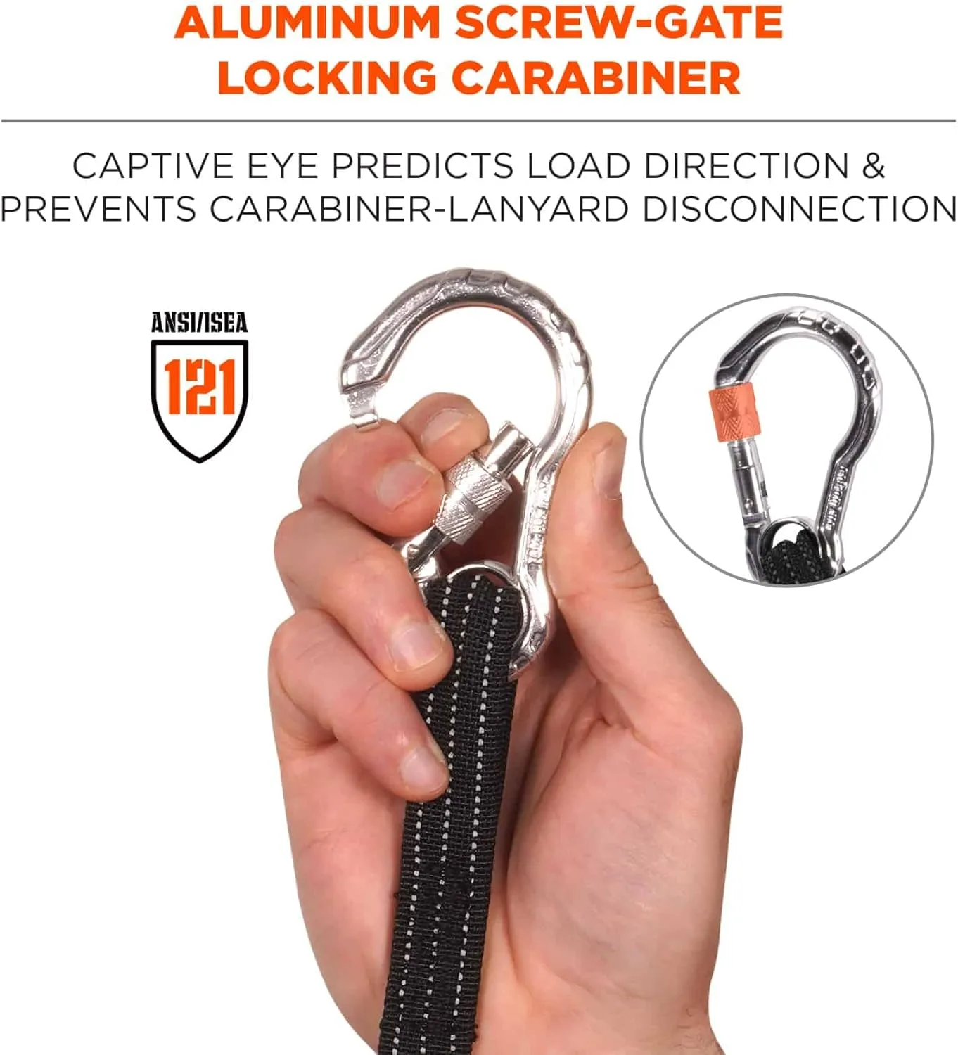 Ergodyne Squids 3100 Tool Lanyard with Single Carabiner and Adjustable Loop End, Standard Length Black