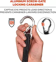 Ergodyne Squids 3100 Tool Lanyard with Single Carabiner and Adjustable Loop End, Standard Length Black