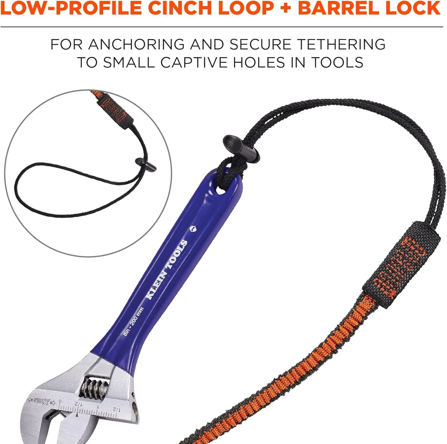 Ergodyne Squids 3104F(x) Tool Tethering Lanyard with Cinch Loop End, 10lbs
