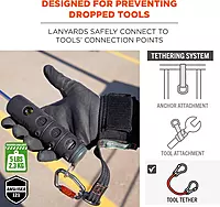 Ergodyne Squids 3122 Wrist Tool Lanyard, Carabiner Tool Tethering Attachment, Tool Weight Rating 5lbs