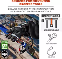 Ergodyne Squids 3123 Tool Wristband with D-Ring Tool Lanyard Tethering Attachment Point, Tool Weight Rating 5lbs