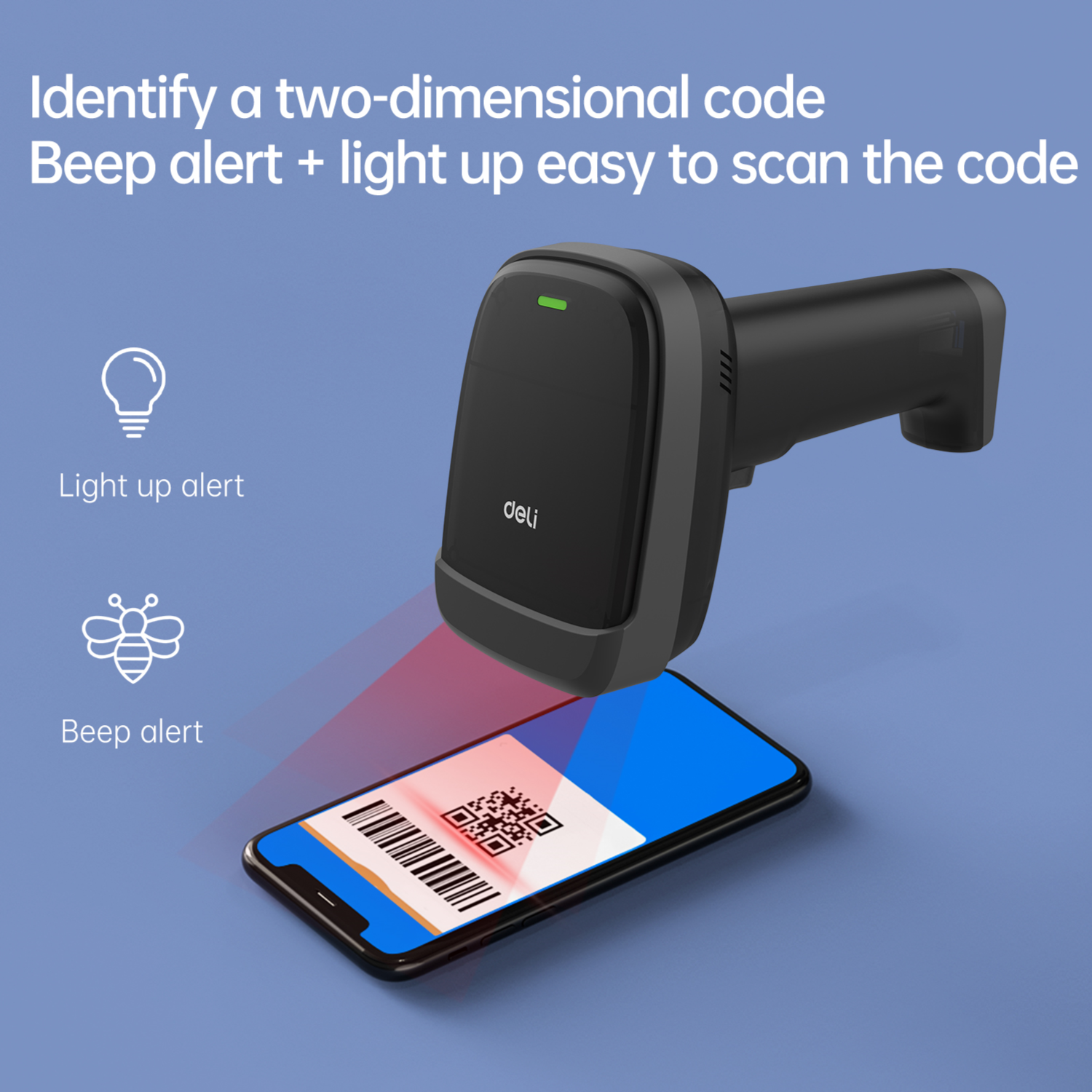 DELI ES221 BARCODE SCANNER  1D & 2D WIRELESS