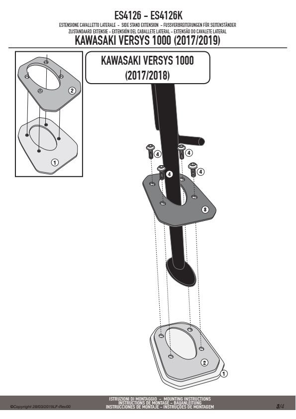 KAPPA KAWA SIDESTAND BIGFOOT ES4126K - VERSYS 1000 (17-18) / VERSYS 1000 SE (19-22)