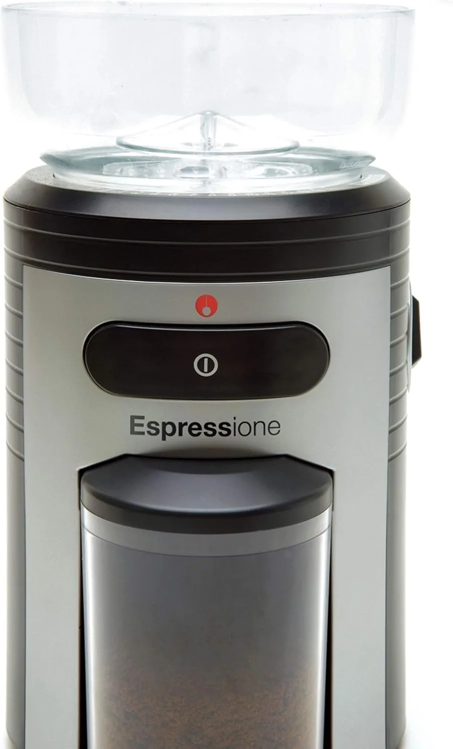 Espressione Professional Conical Burr Coffee Grinder, 8.5-Oz Hopper, 15-Level, Black/Silver