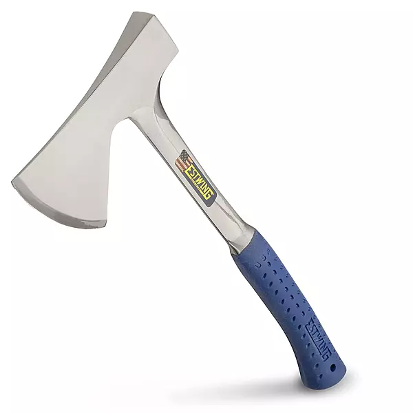 ESTWING Camper's Axe - 16" Hatchet with Forged Steel Construction & Shock Reduction Grip - E44A 16" Blue
