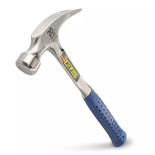 ESTWING Hammer - 20 oz Straight Rip Claw with Smooth Face & Shock Reduction Grip - E3-20S 20 oz (Ounces) Claw
