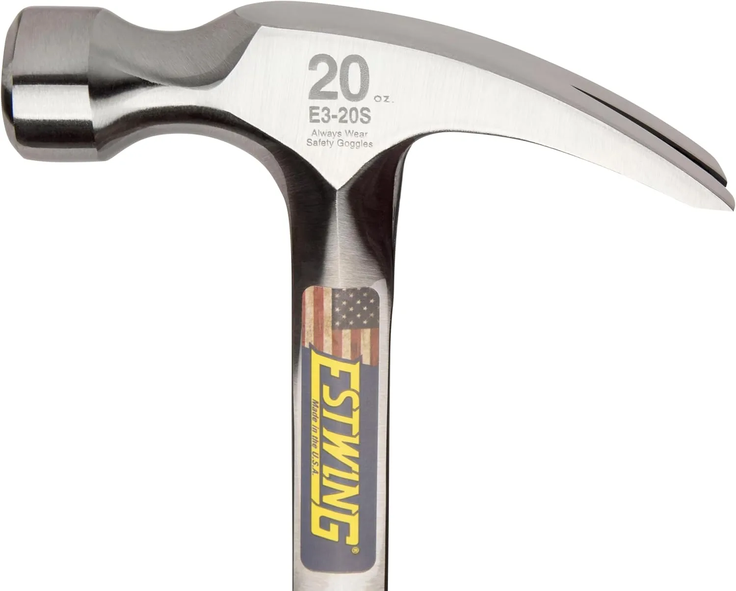 ESTWING Hammer - 20 oz Straight Rip Claw with Smooth Face & Shock Reduction Grip - E3-20S 20 oz (Ounces) Claw