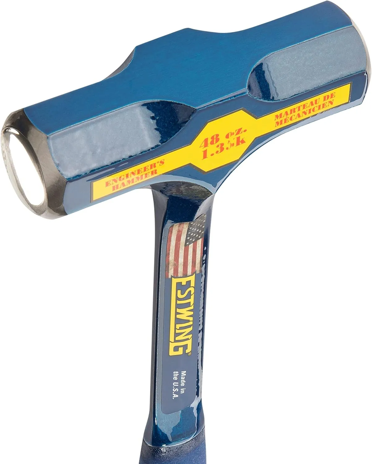 ESTWING BIG BLUE Engineer's Hammer - 48 oz Sledge with Forged Steel Construction & Shock Reduction Grip - E6-48E