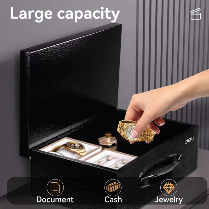 DELI ET612 PORTABLE FIRE SAFE BOX H13xW33.5xD28cm