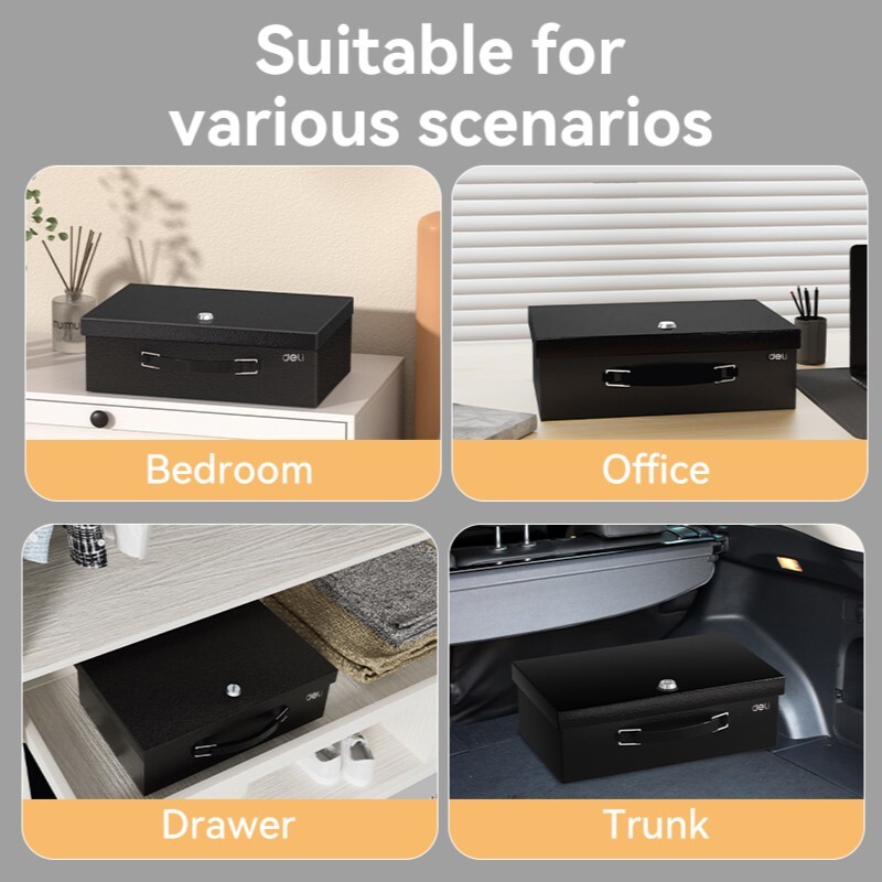 DELI ET612 PORTABLE FIRE SAFE BOX H13xW33.5xD28cm