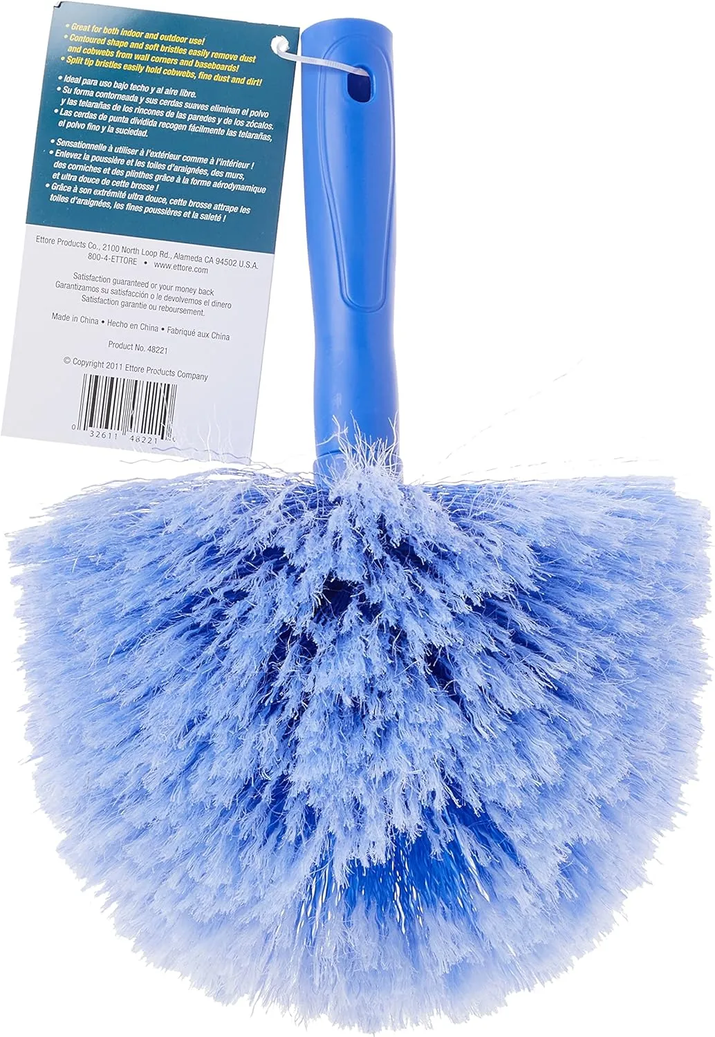 Ettore 48221 Cobweb Brush with Click-Lock Feature, Blue, 11.5 x 7.5 x 7.5 in