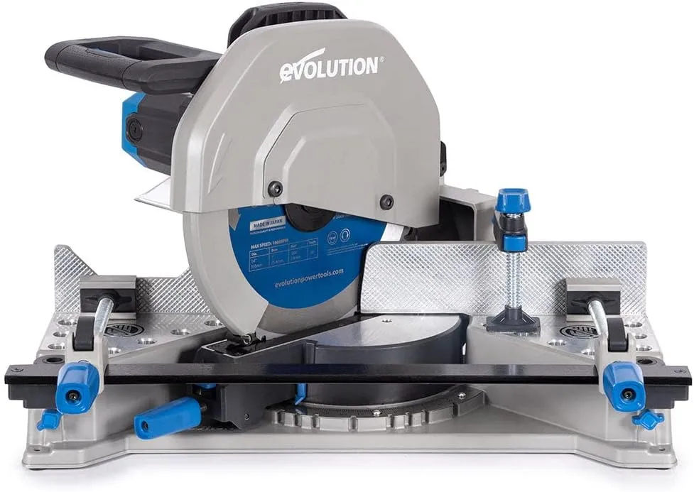 Evolution S355MCS 14" Mitering Chop Saw | Heavy Duty Metal Cutting Saw | 15A/1450 RPM | TCT Blade | Sliding Head & Locking