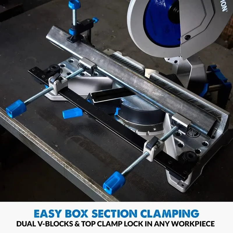 Evolution S355MCS 14" Mitering Chop Saw | Heavy Duty Metal Cutting Saw | 15A/1450 RPM | TCT Blade | Sliding Head & Locking