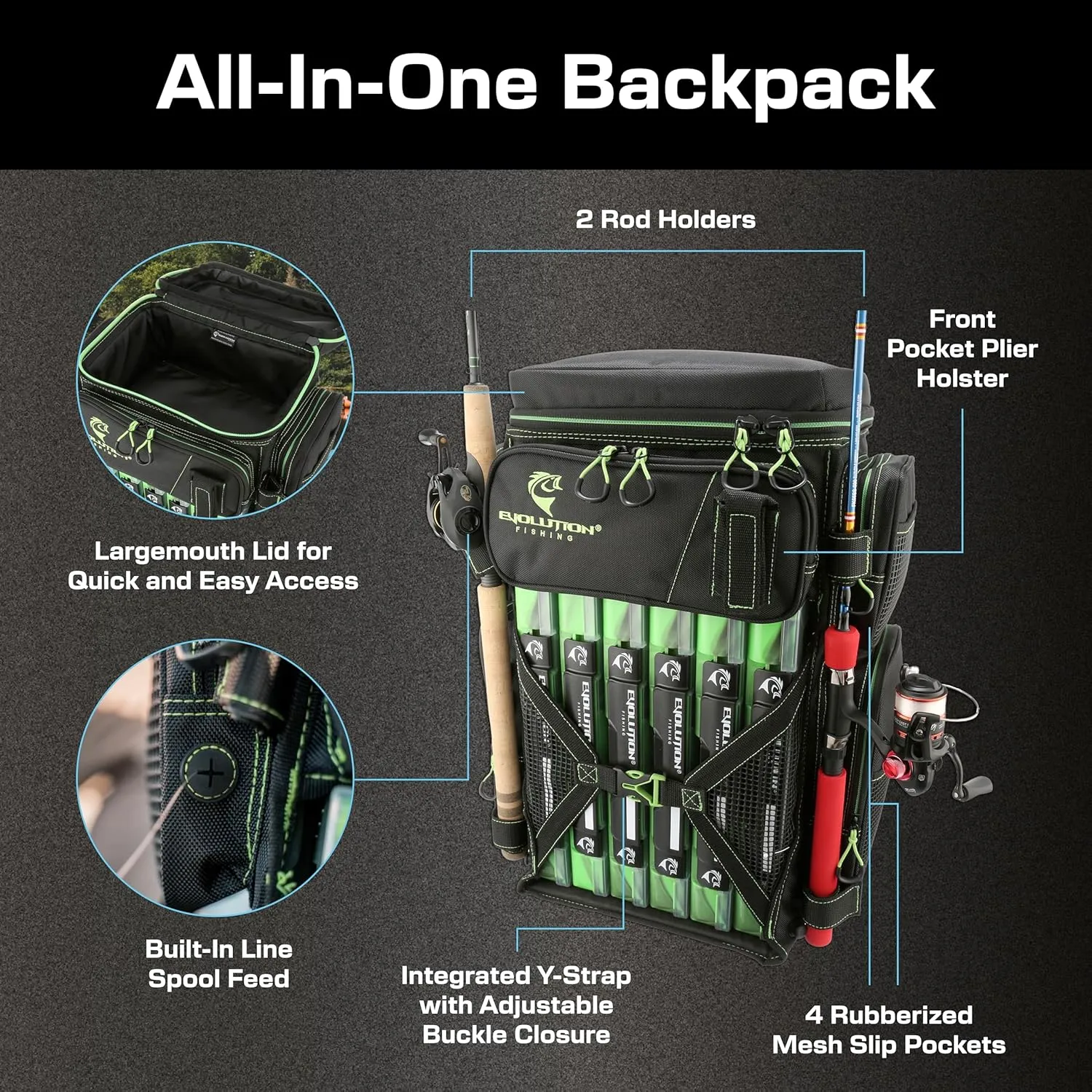 EVOLUTION OUTDOOR Evolution Fishing Drift Series 3600 Tackle Backpack