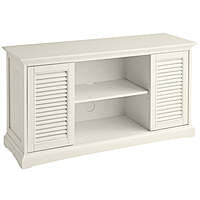 White Louvered Sliding Door TV Console | Coastal Entertainment Unit White Louvered Sliding Door TV Console | Coastal Entertainment Unit