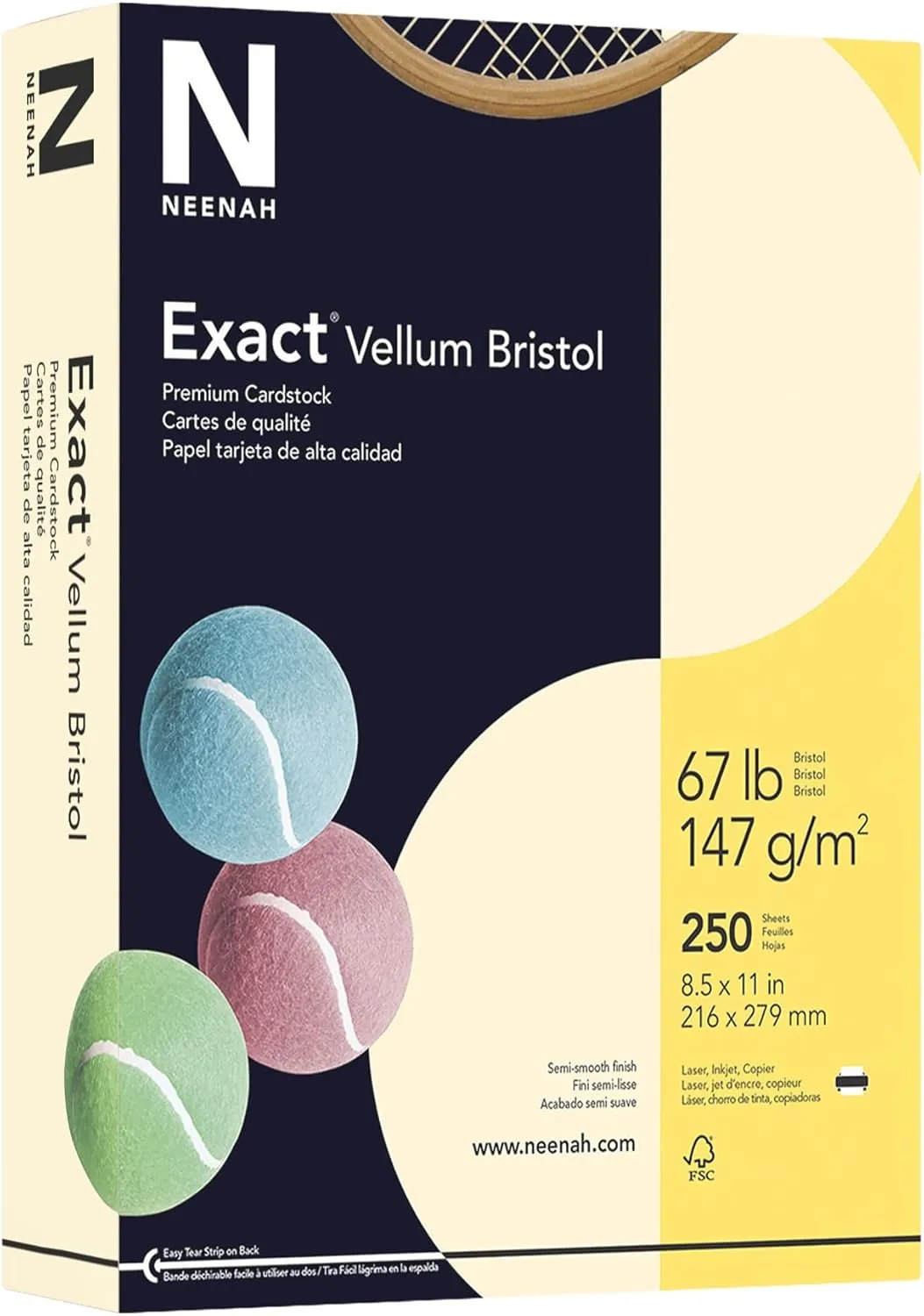 Exact Vellum Bristol Card Stock, Ivory, Letter (8.5in x 11in), 67 Lb, Pack Of 250