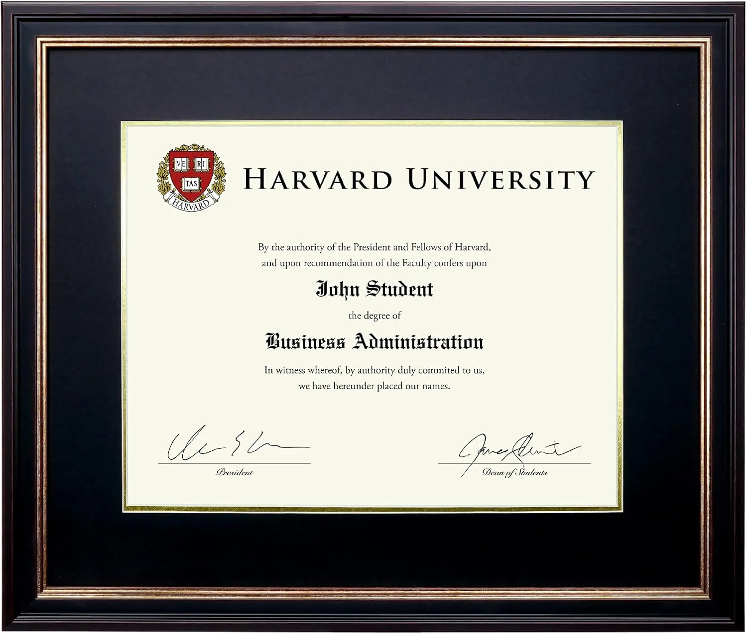 EXCELLO GLOBAL PRODUCTS Photo Document Frame: 11" x 14" with Double Mat Graduation Diploma Certificate Holder Wall Frame