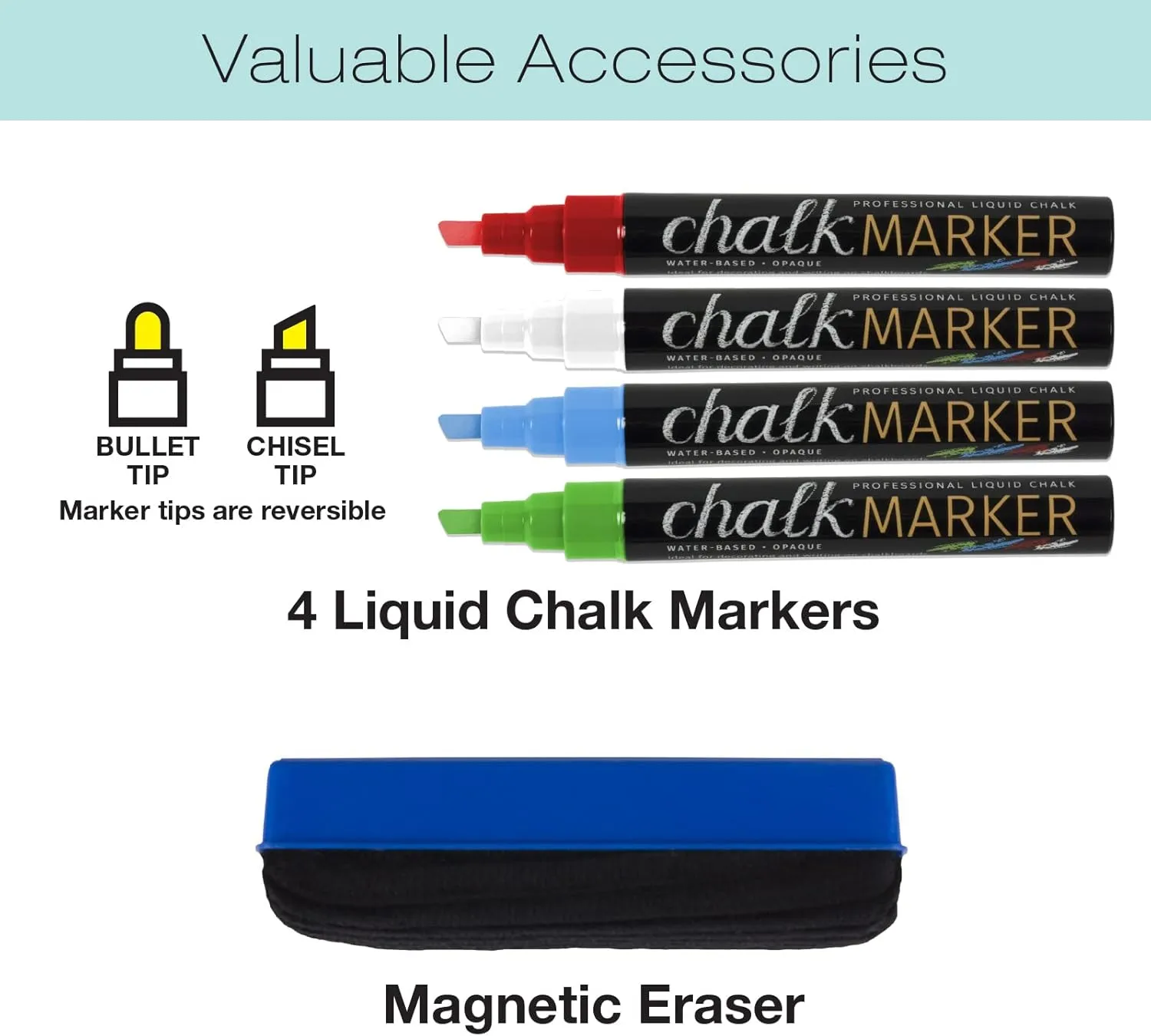 Excello Global Products Rustic Tabletop Chalkboard: Includes 4 Liquid Chalk Markers Magnetic Eraser