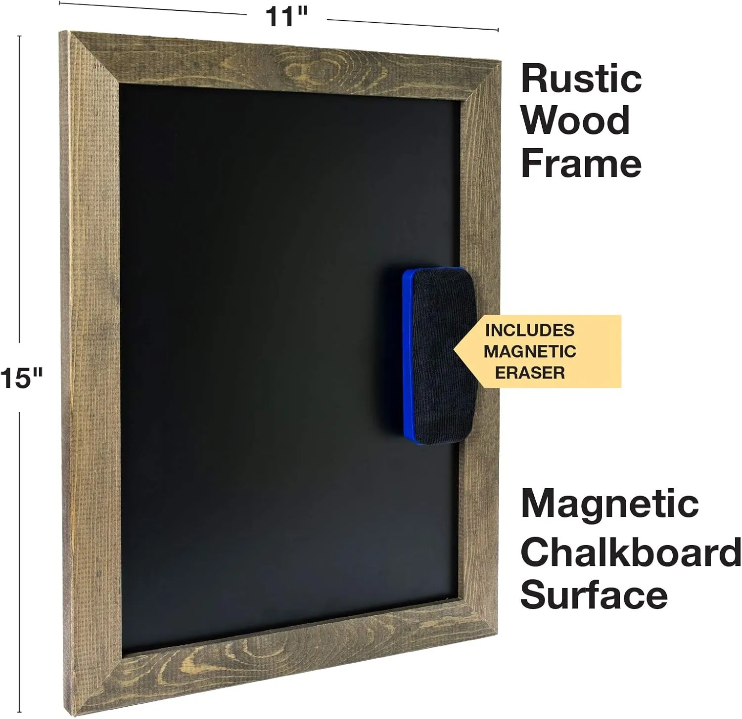 Excello Global Products Rustic Tabletop Chalkboard: Includes 4 Liquid Chalk Markers Magnetic Eraser