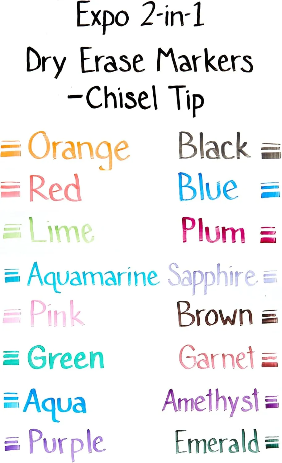 EXPO Dry Erase 2-in-1 Markers Chisel Tip Assorted 8 Count