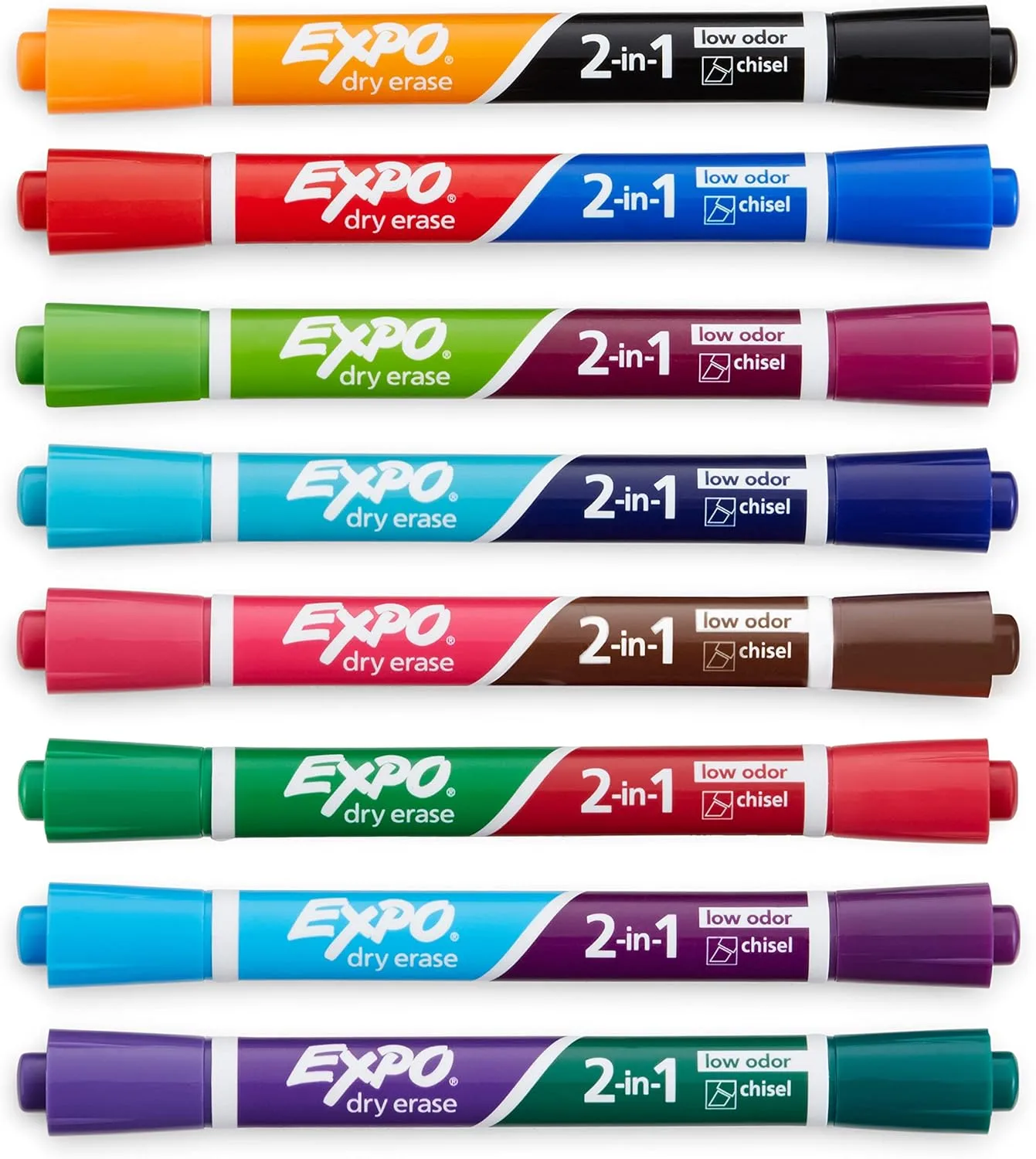 EXPO Dry Erase 2-in-1 Markers Chisel Tip Assorted 8 Count