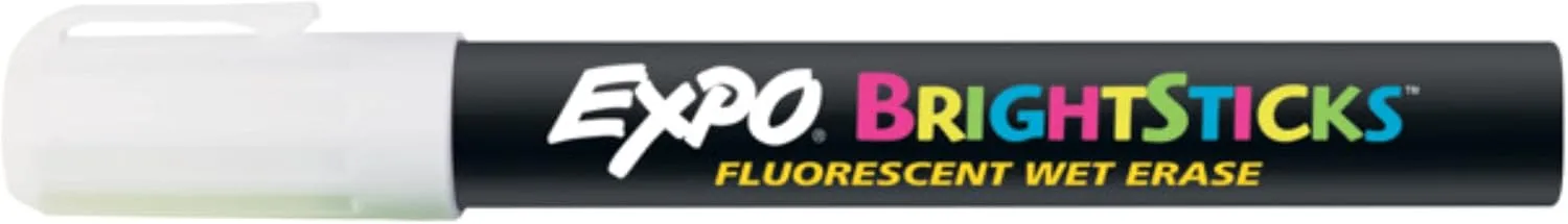EXPO Bright Sticks Wet Erase Fluorescent Markers, Bullet Tip, Assorted Colors, 5 Count