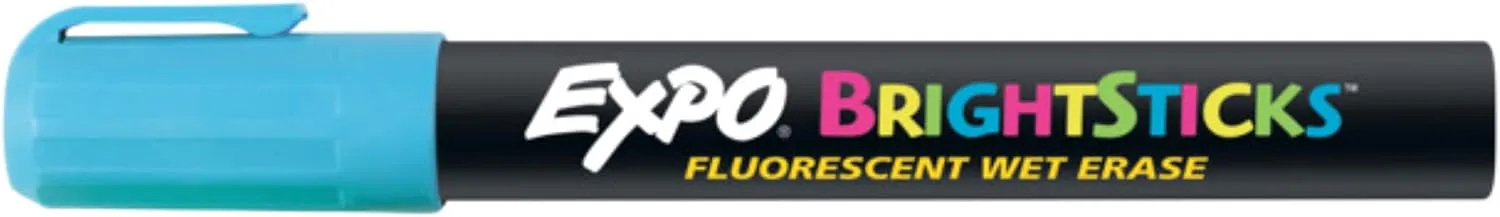 EXPO Bright Sticks Wet Erase Fluorescent Markers, Bullet Tip, Assorted Colors, 5 Count