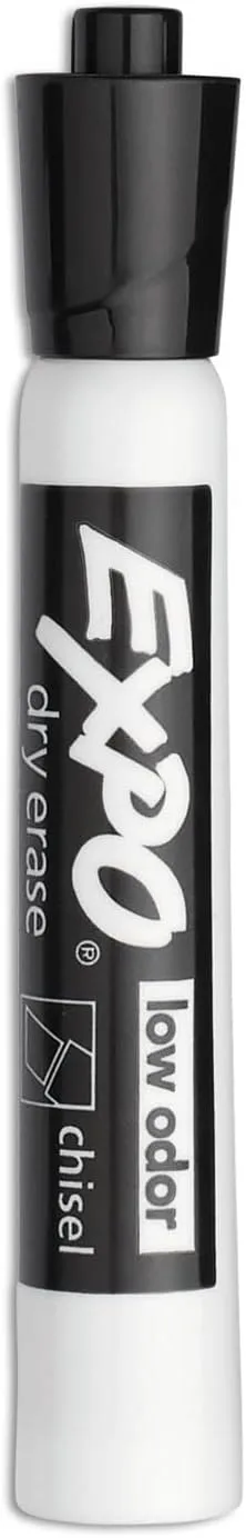 EXPO Dry Erase Markers Chisel Tip Black Low-Odor Perfect for Whiteboards Non-Porous Surfaces & Home Offices (Pack of 1 36